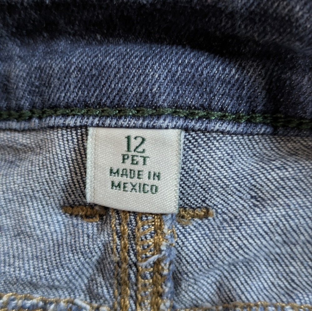 L.L Bean Women's Flex Straight Leg Favorite Fit Jeans Size 12 Petites Blue EUC - Picture 9 of 15